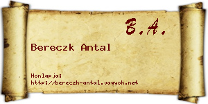 Bereczk Antal névjegykártya